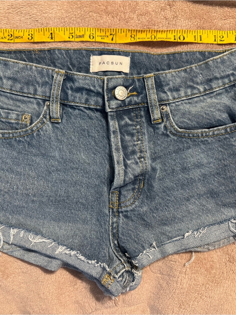 PacSun Light Blue Denim Frayed Cutoff Shorts